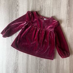 Gently Worn Old Navy Velvet Long Sleeve Top. Size 3T.